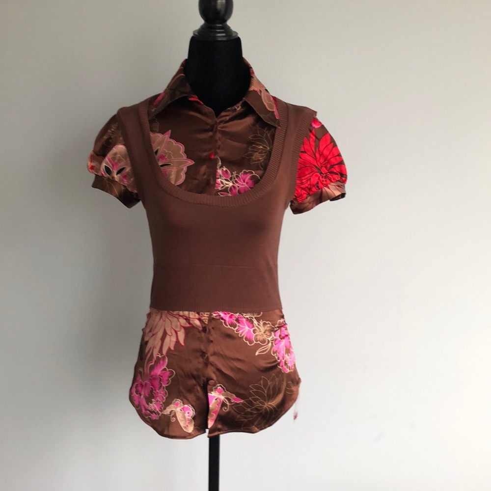 Bebe silk Indo shirt vest. Size XS